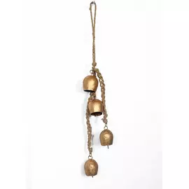 Handcrafted 4 Bells Cluster on Jute Rope - Holiday & Christmas Decor