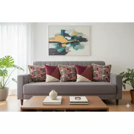 Juego de 5 fundas de cojín de estilo contemporáneo | Granate y blanco roto | terciopelo | 40,6 x 40,6 cm