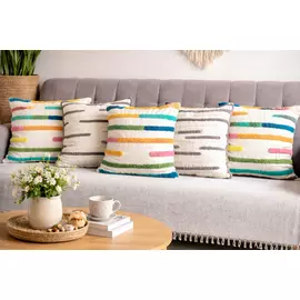 Juego de 5 fundas de cojín texturizadas | Multicolor | Algodón | 40,6 x 40,6 cm