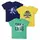 Minicult Cotton Boys Half Sleeve Kids Tshirt with Chest Print and Bright Colors Multicolor (Pack of 3)Green