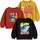 Minicult Langarm-Sweatshirt für Kinder mit lustigen Aufdrucken – Hai (3er-Pack)