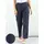 Navy Blue-striped high waisted tailored women's trousers